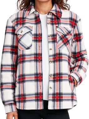 Women’s Fleece Shacket Plaid XL - Sherpa Lined